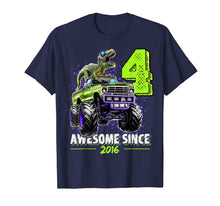 Load image into Gallery viewer, 4 Awesome Since 2016 Dinosaur Monster Truck 4th Birthday Boy TShirt249563
