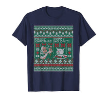 Load image into Gallery viewer, Funny shirts V-neck Tank top Hoodie sweatshirt usa uk au ca gifts for Woman Yelling at Cat Meme Ugly Christmas Sweater Style T-Shirt 119645
