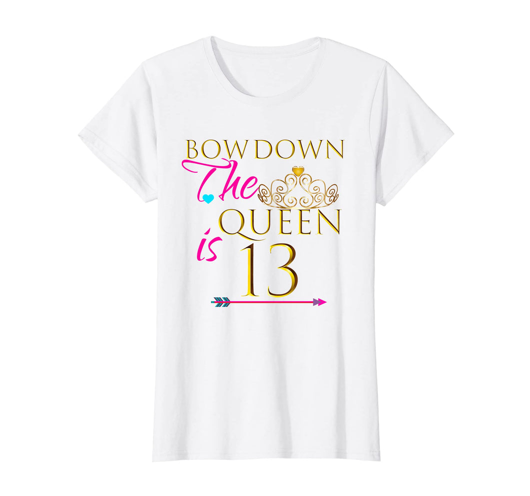 Funny shirts V-neck Tank top Hoodie sweatshirt usa uk au ca gifts for The Queen Is 13 Shirt: Teen Cute Birthday Party Outfit Gift 729075