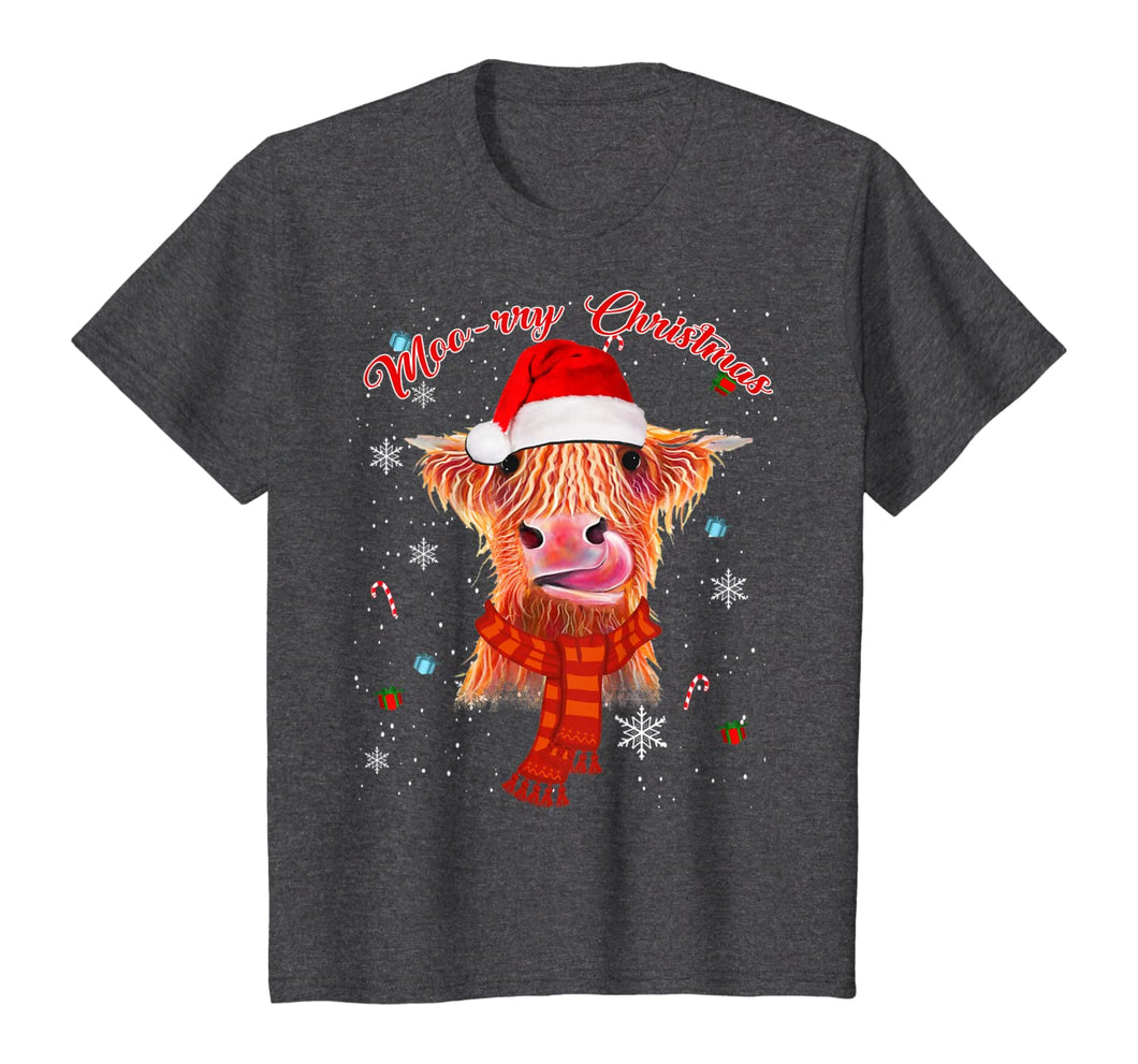 Scottish Highland Cow Merry Christmas Snow Gift T-Shirt