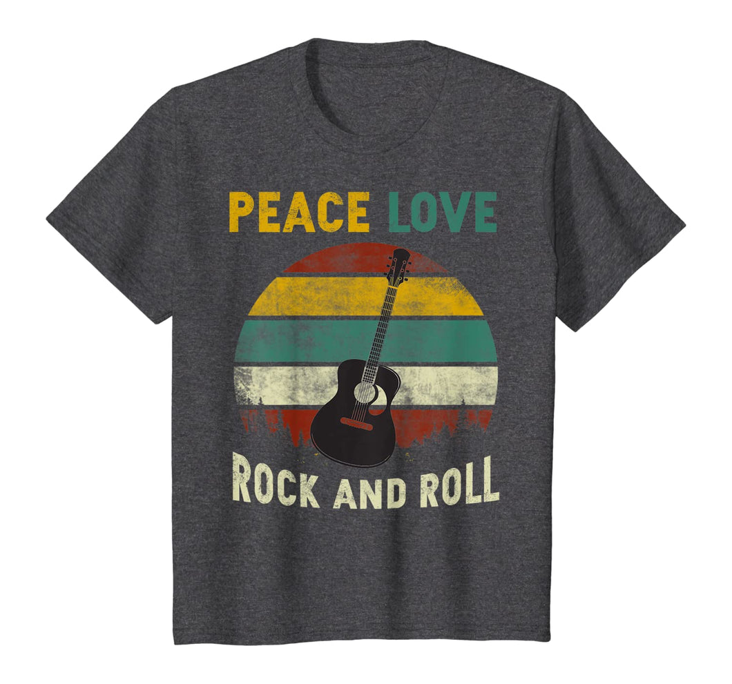 Peace Love Rock And Roll Guitar Retro Vintage T-Shirt