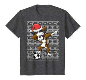 Soccer Ugly Christmas Dabbing Boxer Dog Santa Dab Gift T-Shirt
