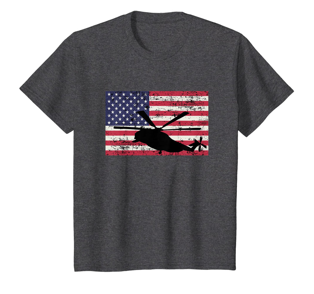 Patriotic CH-53 and MH-53 helicopter American flag t-shirt
