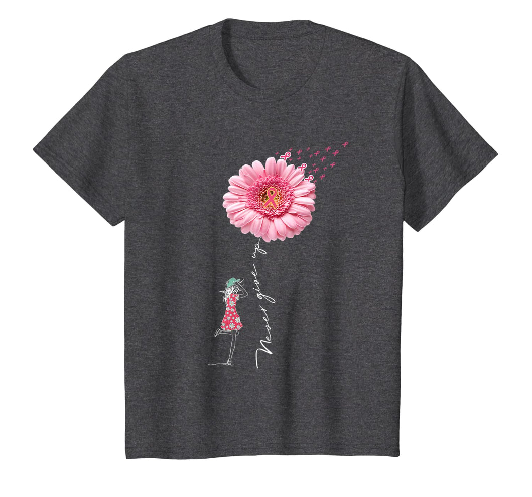 Never give up t-shirt Breast Cancer daisy flower woman T-Shirt 165553