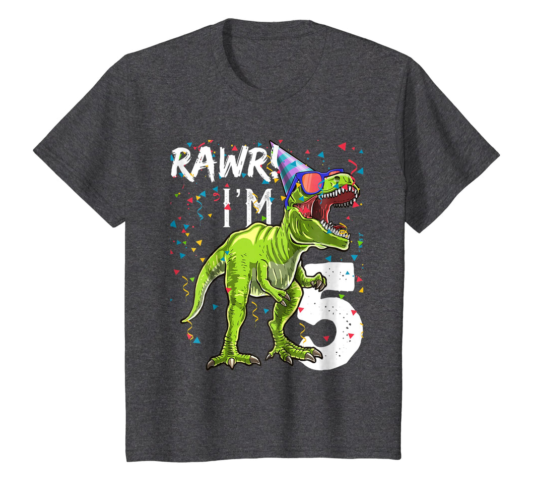 Funny shirts V-neck Tank top Hoodie sweatshirt usa uk au ca gifts for Kids Rawr I'm 5 5th Birthday Dinosaur Shirts Boys Dinosaur Gift 1421454