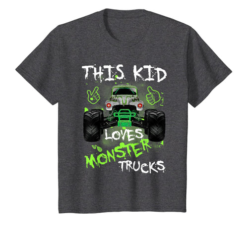 Funny shirts V-neck Tank top Hoodie sweatshirt usa uk au ca gifts for Kids This Kids Loves Monster Trucks TShirt Green Big Foot Car Tee 1247075