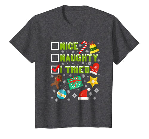Nice Naughty I Tried Funny Christmas T-Shirt