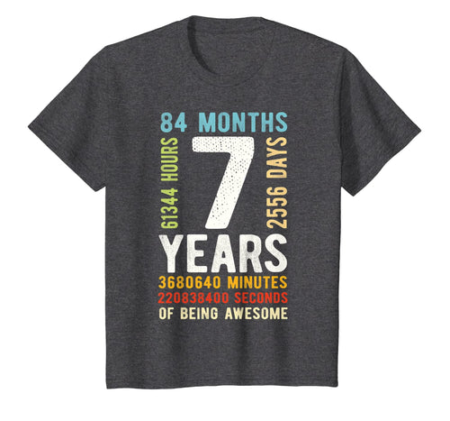 Kids 7th Birthday 7 Years Old Vintage Retro 84 Months T-Shirt-76237