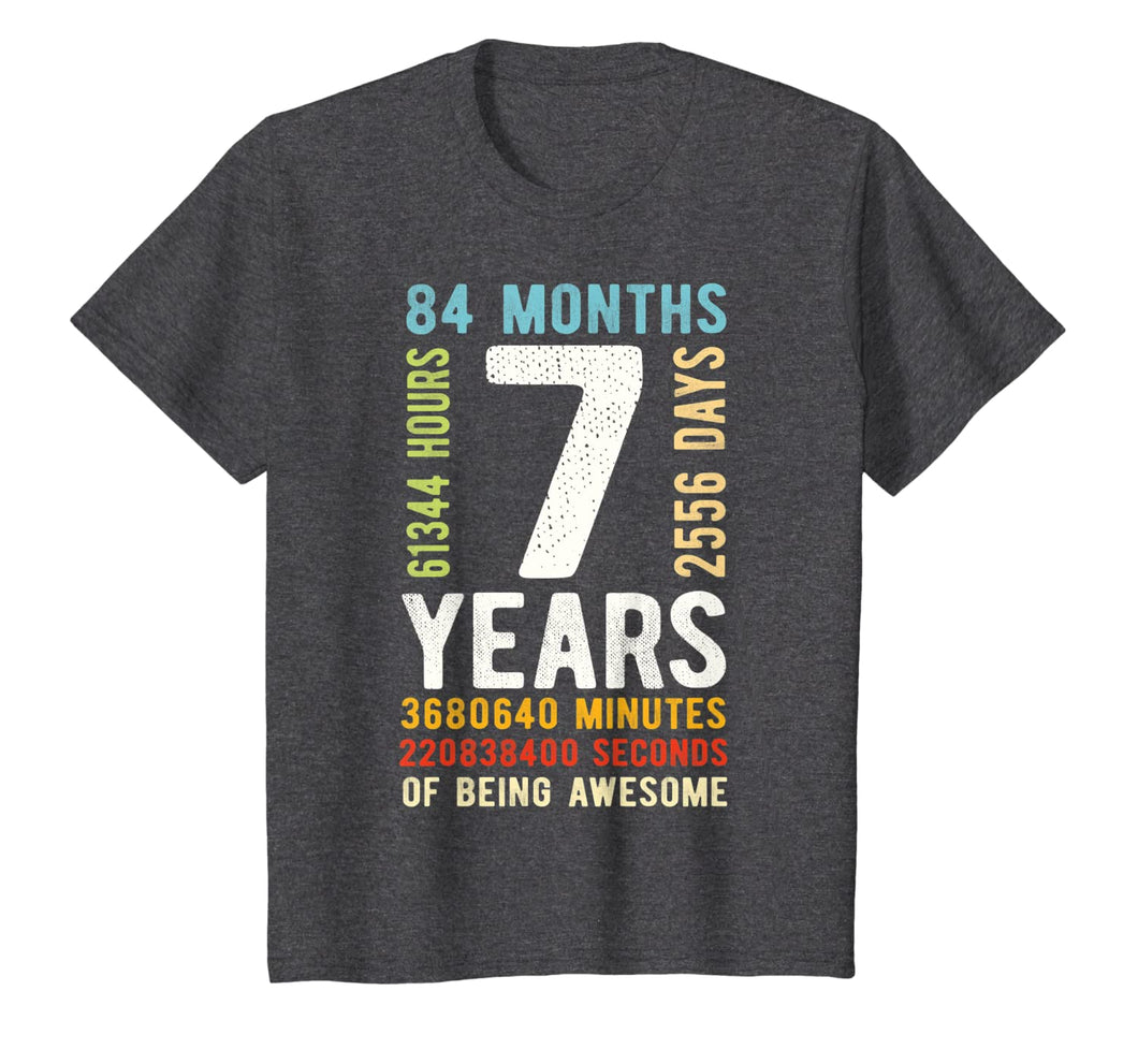 Kids 7th Birthday 7 Years Old Vintage Retro 84 Months T-Shirt-76237
