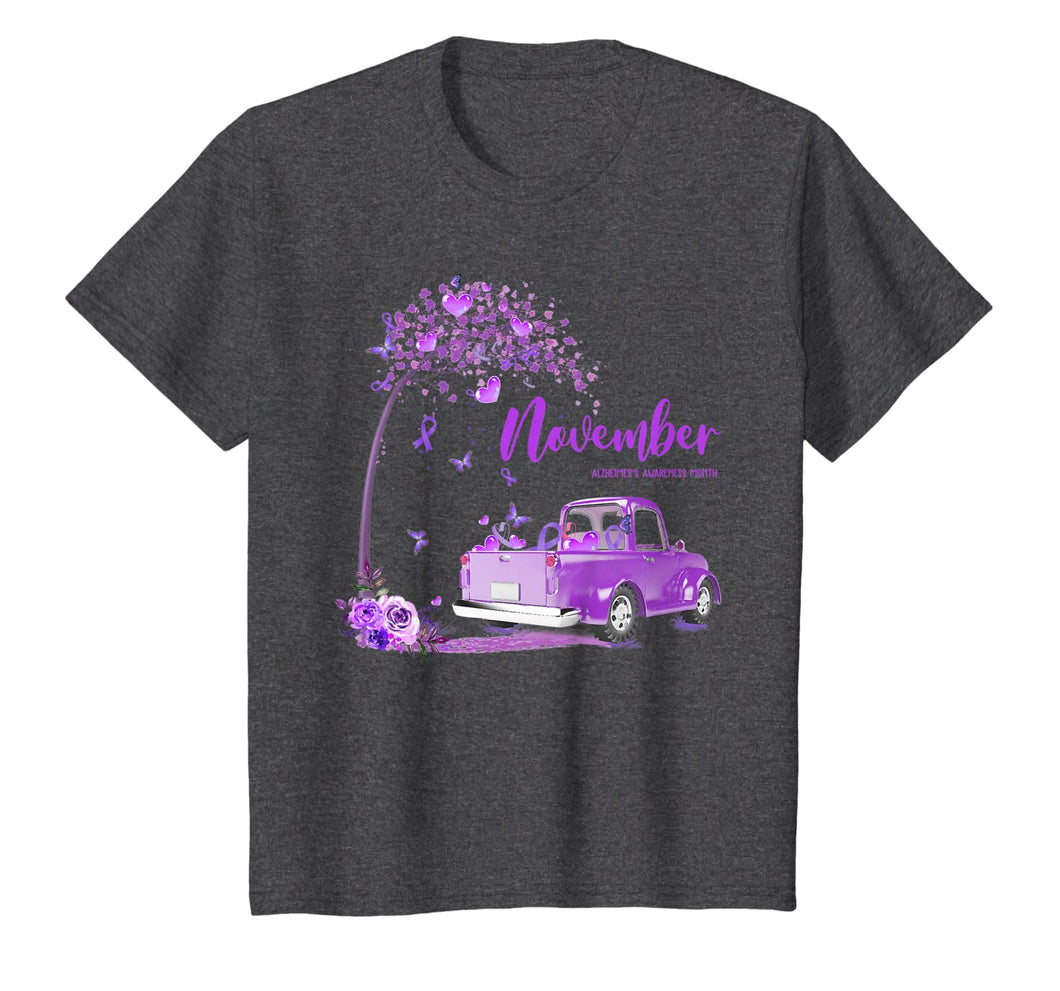 Truck Purple Ribbon November Alzheimer's Awareness Month T-Shirt