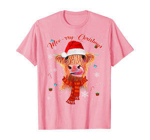 Funny shirts V-neck Tank top Hoodie sweatshirt usa uk au ca gifts for Scottish Highland Cow Merry Christmas Snow Gift T-Shirt 1150581
