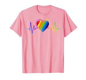 LGBT Rainbow Heartbeat T-shirt Gay and Lesbian Pride