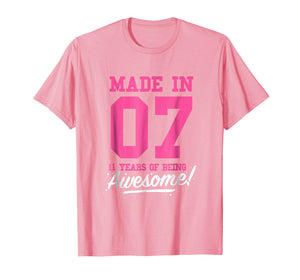 Funny shirts V-neck Tank top Hoodie sweatshirt usa uk au ca gifts for Made In 2007 Awesome 11th Birthday Girl Shirt Pink T-shirt 1122761