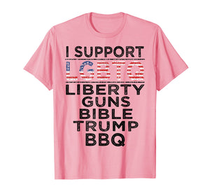 Funny shirts V-neck Tank top Hoodie sweatshirt usa uk au ca gifts for I Support LGBTQ Liberty Guns Bible Trump BBQ T-shirt Flag 1087698