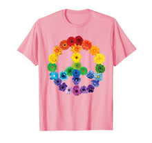 Load image into Gallery viewer, Spring Flowers Peace Sign T-Shirt Daisies Roses Rainbow 415217
