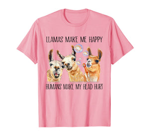 Funny shirts V-neck Tank top Hoodie sweatshirt usa uk au ca gifts for LLama Make Me Happy Humans Make My Head Hurt 3204005