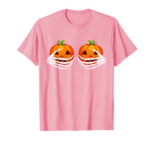 Load image into Gallery viewer, Skeleton Hands On Chest Pumpkin Boobs - Halloween costumes T-Shirt
