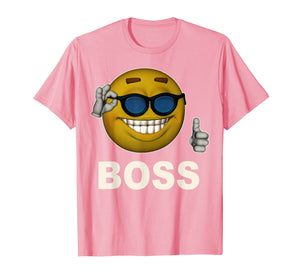 Smile Boss Face Emoji Sunglasses Emoticon Halloween Costume T-Shirt
