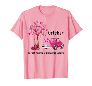 Pumpkin Pink Truck October Breast Cancer Awareness Month T-Shirt