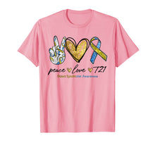 Load image into Gallery viewer, Peace Love T21 Down Syndrome Awareness Blue Yellow Ribbon TShirt867163
