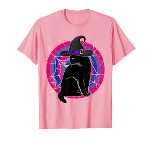 LGBT Bisexual Pride Cat Rainbow Witch & Hat Gay Halloween T-Shirt