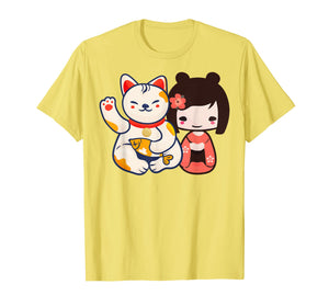 Funny shirts V-neck Tank top Hoodie sweatshirt usa uk au ca gifts for Maneki Neko Lucky Beckoning Cat with cute girl t-shirt 1047449