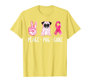 Peace Cure Pug Breast Cancer Awareness Gifts T-Shirt