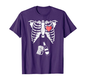 Skeleton Beer Xray Pregnancy Announcement Dad Tshirt
