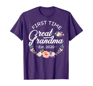Womens Promoted to Great Grandma Est 2020 First Time Gift TShirt360286