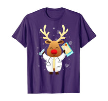Load image into Gallery viewer, Medical Scrub Top Reindeer Nurse With Stethoscope Christmas T-Shirt
