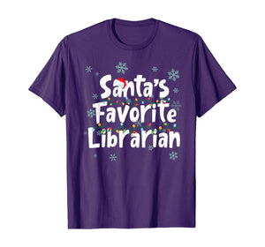 Santa's Favorite Librarian Funny Christmas Ornaments T-Shirt