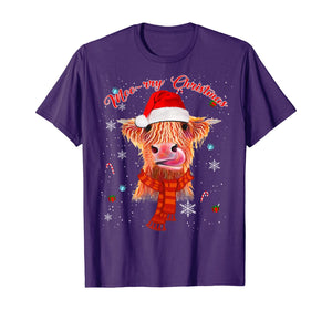 Funny shirts V-neck Tank top Hoodie sweatshirt usa uk au ca gifts for Scottish Highland Cow Merry Christmas Snow Gift T-Shirt 1150581
