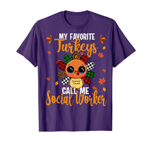 Funny shirts V-neck Tank top Hoodie sweatshirt usa uk au ca gifts for My Favorite Turkey Call Me Social Worker Leopard Plaid Gifts T-Shirt 1264117