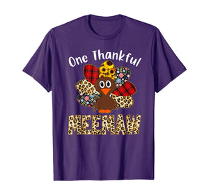 One Thankful Meemaw Leopard Turkey Thanksgiving Meemaw Gift T-Shirt
