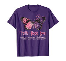 Load image into Gallery viewer, Faith Hope Love Pink Butterfly Breast Cancer Awareness T-Shirt 71117
