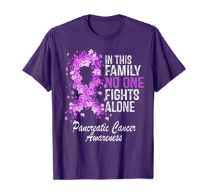 Pancreatic Cancer Family No One Fights Alone Awareness Gift T-Shirt