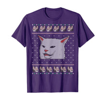 Load image into Gallery viewer, Ugly Christmas sweater-style Yelling Woman At Cat Meme T-Shirt
