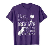Load image into Gallery viewer, Funny shirts V-neck Tank top Hoodie sweatshirt usa uk au ca gifts for I Just Want To Drink Wine And Pet My Golden Retriever Tshirt 2099233
