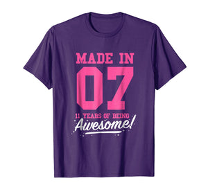 Funny shirts V-neck Tank top Hoodie sweatshirt usa uk au ca gifts for Made In 2007 Awesome 11th Birthday Girl Shirt Pink T-shirt 1122761
