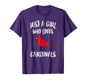 Funny shirts V-neck Tank top Hoodie sweatshirt usa uk au ca gifts for Just a Girl Who Loves Cardinals T-Shirt Bird Birding Gift 579569