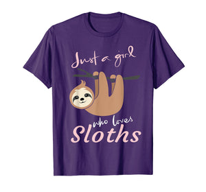 Funny shirts V-neck Tank top Hoodie sweatshirt usa uk au ca gifts for Just a girl who loves sloths t-shirt gift - Sloth fan girls 610994