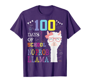 Funny shirts V-neck Tank top Hoodie sweatshirt usa uk au ca gifts for 100 Days of School Shirt No Probllama Llama 100th day tshirt 1594432
