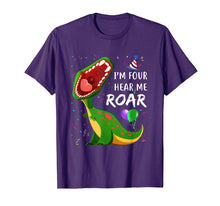 Load image into Gallery viewer, Funny shirts V-neck Tank top Hoodie sweatshirt usa uk au ca gifts for Kids I&#39;m Four Hear me Roar 4th Birthday Dinosaur Shirts Boy 838632
