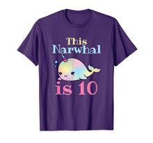 Load image into Gallery viewer, Funny shirts V-neck Tank top Hoodie sweatshirt usa uk au ca gifts for Narwhal Birthday Shirt - 10th Birthday 605373
