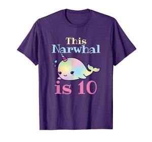 Funny shirts V-neck Tank top Hoodie sweatshirt usa uk au ca gifts for Narwhal Birthday Shirt - 10th Birthday 605373