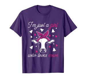 Funny shirts V-neck Tank top Hoodie sweatshirt usa uk au ca gifts for Cow Funny Tshirt - I'm Just A Girl Who Loves Cows Farmer 2112225