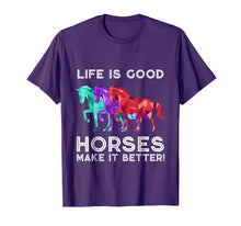 Load image into Gallery viewer, Funny shirts V-neck Tank top Hoodie sweatshirt usa uk au ca gifts for Life is Good Horses Make it Better - Horse Shirt 3746899
