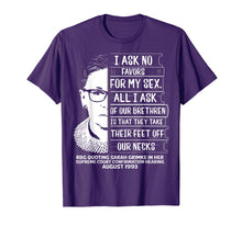 Load image into Gallery viewer, Funny shirts V-neck Tank top Hoodie sweatshirt usa uk au ca gifts for RBG Quote I Ask No Favor For My Sex Feminist T Shirts 1103553
