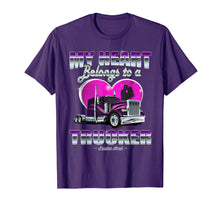 Load image into Gallery viewer, Funny shirts V-neck Tank top Hoodie sweatshirt usa uk au ca gifts for My Heart Belongs To A Trucker Wife Tshirt 3365720
