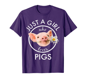 Funny shirts V-neck Tank top Hoodie sweatshirt usa uk au ca gifts for Just A Girl Who Loves Pigs Flower T-Shirt 679631